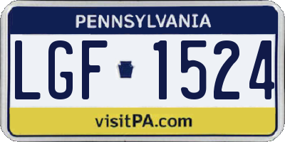 PA license plate LGF1524