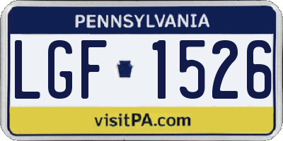 PA license plate LGF1526
