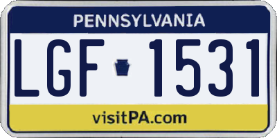 PA license plate LGF1531