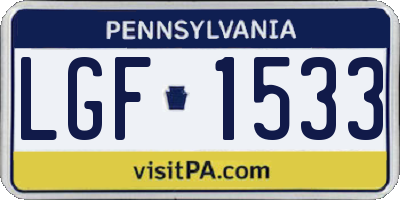 PA license plate LGF1533