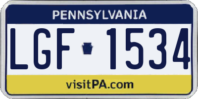 PA license plate LGF1534