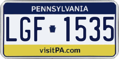 PA license plate LGF1535