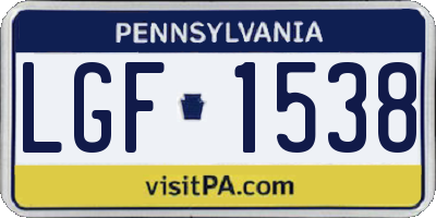 PA license plate LGF1538
