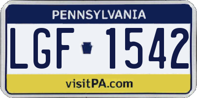 PA license plate LGF1542