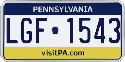 PA license plate LGF1543
