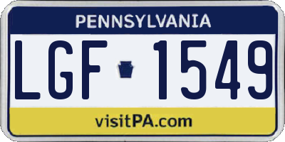 PA license plate LGF1549