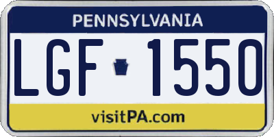 PA license plate LGF1550