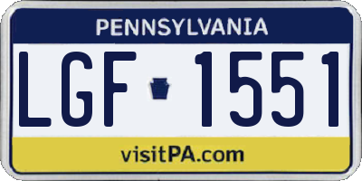 PA license plate LGF1551