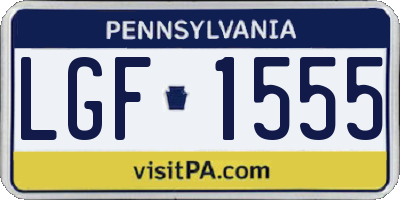 PA license plate LGF1555