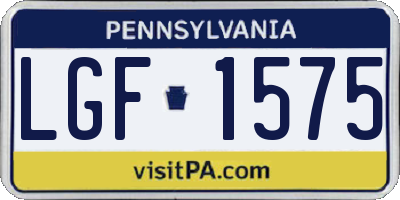 PA license plate LGF1575