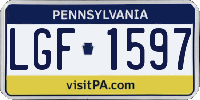 PA license plate LGF1597