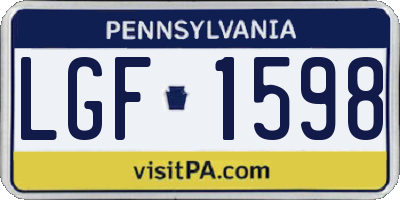 PA license plate LGF1598