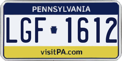 PA license plate LGF1612