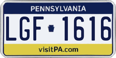 PA license plate LGF1616