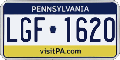 PA license plate LGF1620