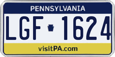 PA license plate LGF1624