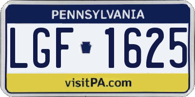 PA license plate LGF1625