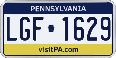 PA license plate LGF1629