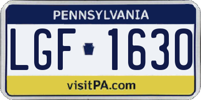 PA license plate LGF1630
