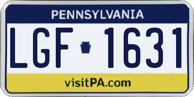 PA license plate LGF1631