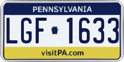 PA license plate LGF1633