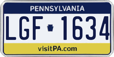 PA license plate LGF1634