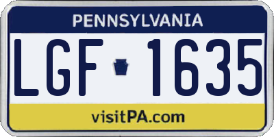 PA license plate LGF1635