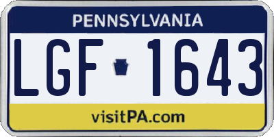 PA license plate LGF1643
