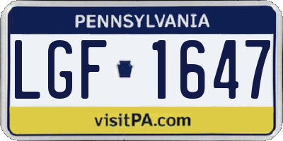 PA license plate LGF1647