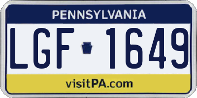 PA license plate LGF1649