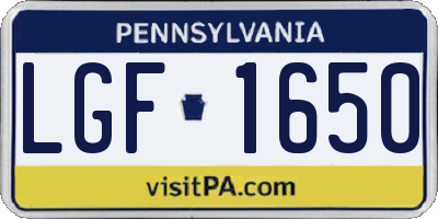 PA license plate LGF1650