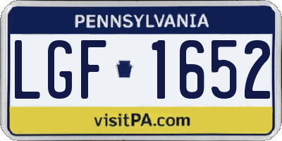 PA license plate LGF1652