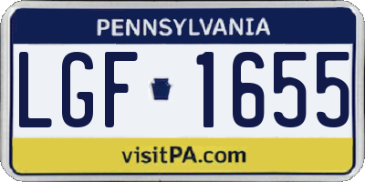 PA license plate LGF1655