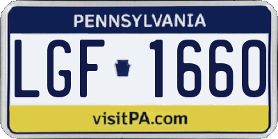 PA license plate LGF1660