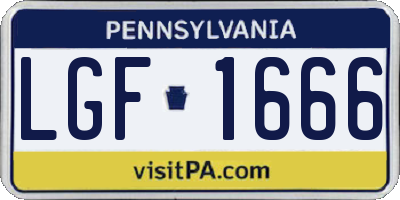 PA license plate LGF1666