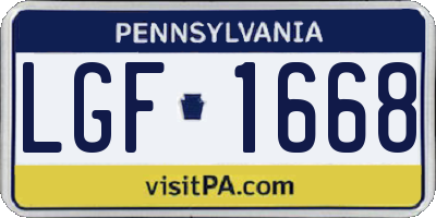 PA license plate LGF1668
