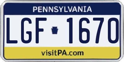 PA license plate LGF1670