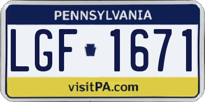 PA license plate LGF1671