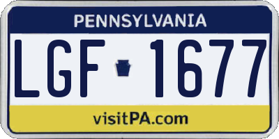 PA license plate LGF1677