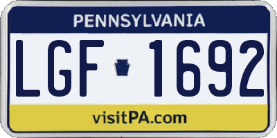 PA license plate LGF1692