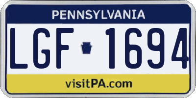 PA license plate LGF1694