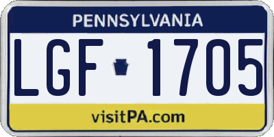 PA license plate LGF1705