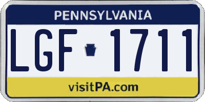 PA license plate LGF1711
