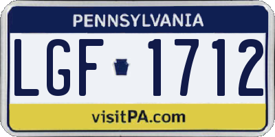 PA license plate LGF1712