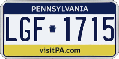 PA license plate LGF1715