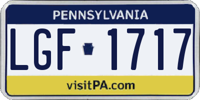 PA license plate LGF1717