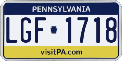 PA license plate LGF1718