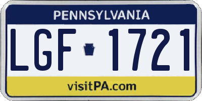 PA license plate LGF1721