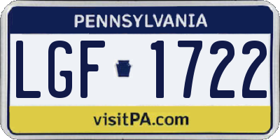 PA license plate LGF1722