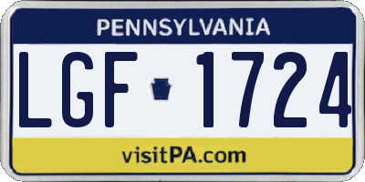 PA license plate LGF1724